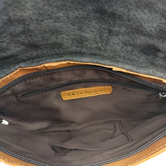 Akira Black Label Tan Leather Ruffled Clutch Purse w/Strap Small - Picture 6 of 13